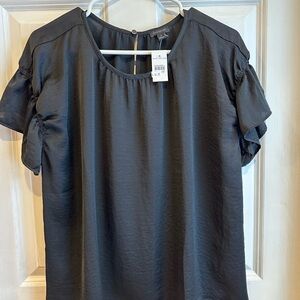 Ann Taylor Black Ruffle Sleeve Blouse
